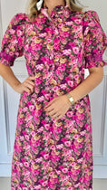 Load image into Gallery viewer, ELORA PINK FLORAL MIDI DRESS