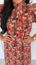 Load image into Gallery viewer, Elora red floral midi dress