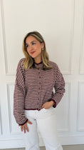 Load image into Gallery viewer, AMARA WINE STRIPE CARDIGAN