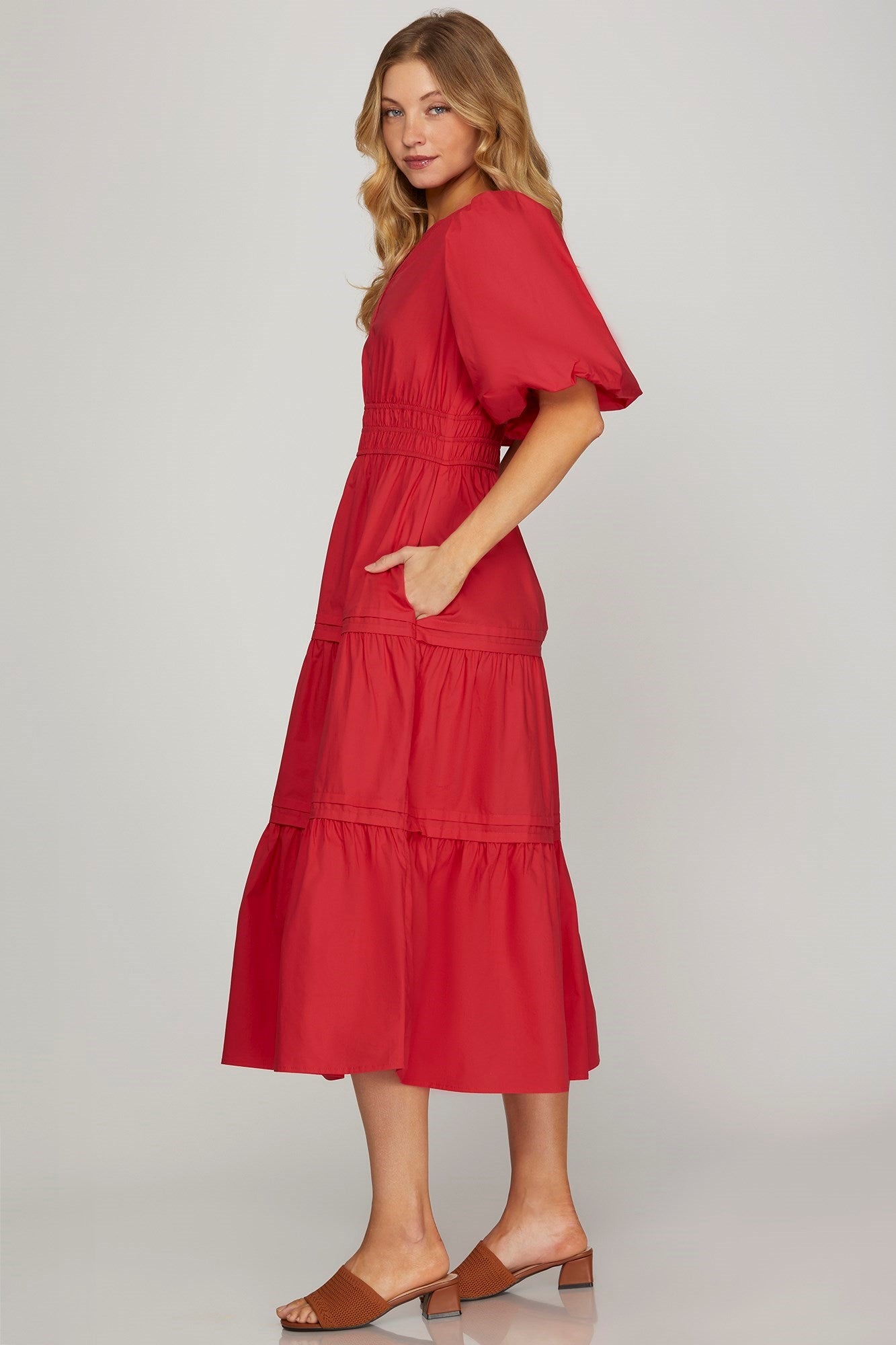 Mellanie Red Midi Dress