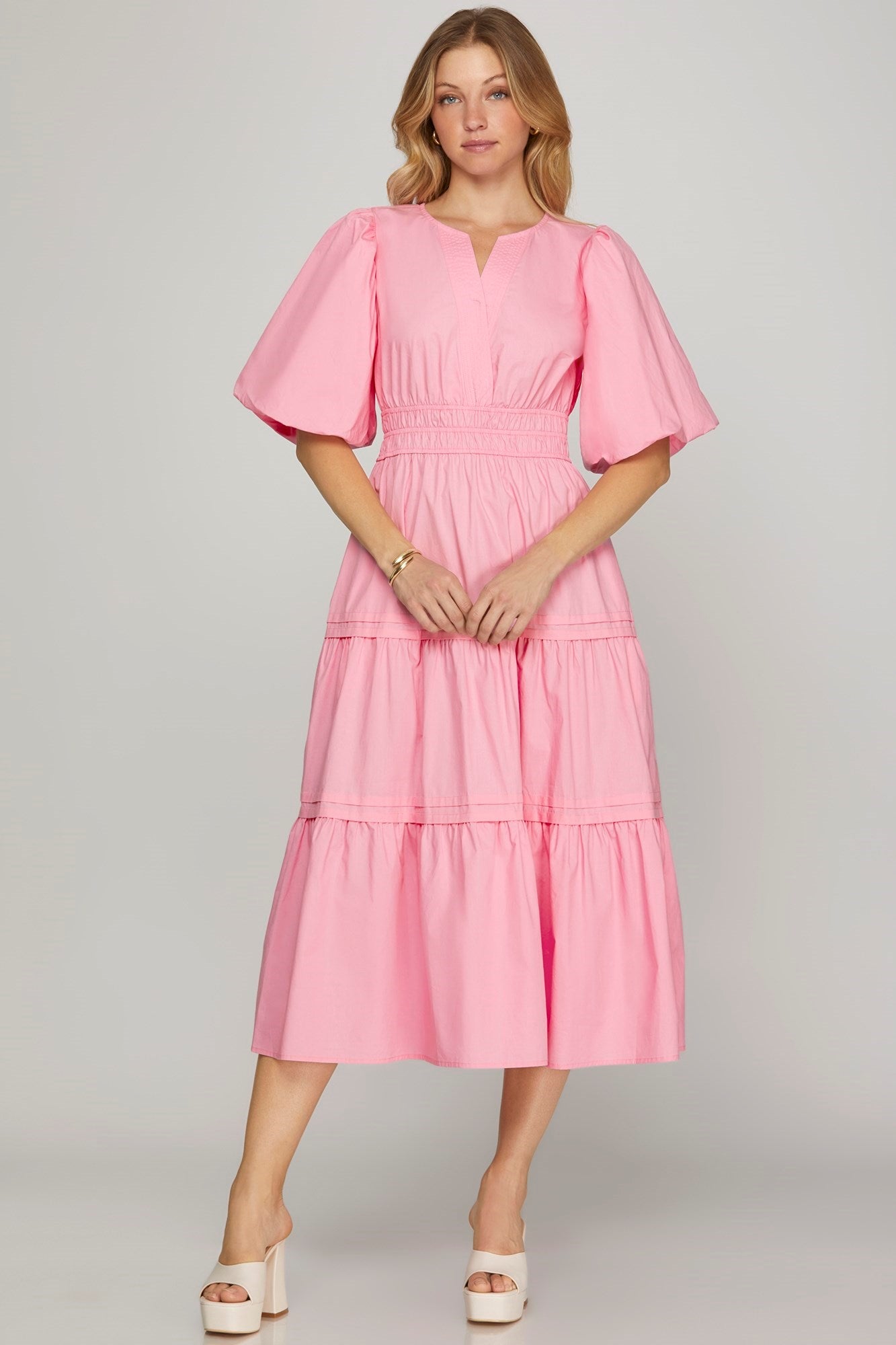 Mellanie Pink Midi Dress