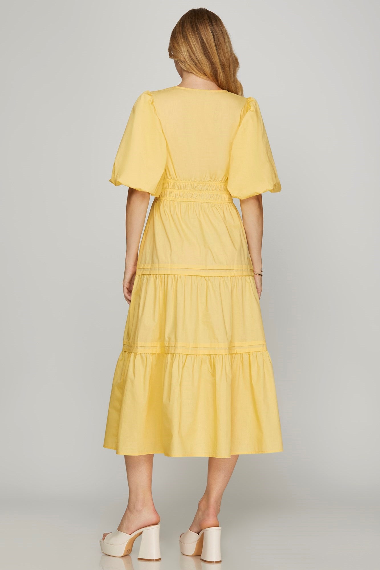 Mellanie Yellow Midi Dress