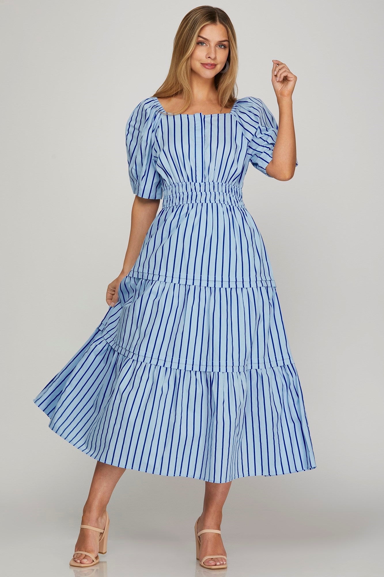 Elina Blue Midi Dress