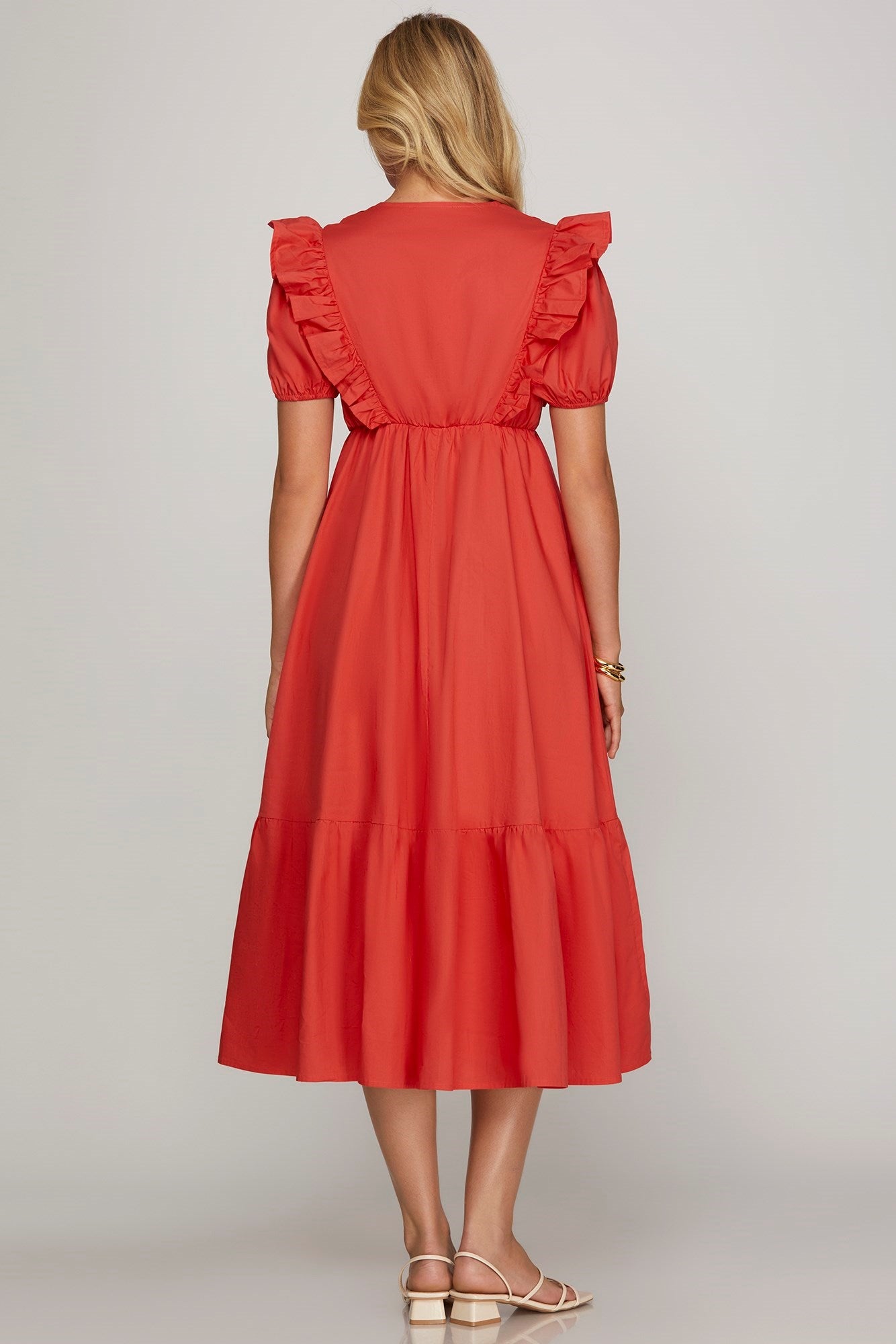 Amanda Tomato Midi Dress