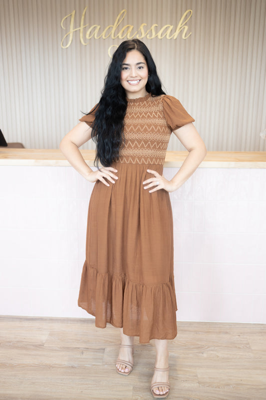 Toffee Brown Midi Dress