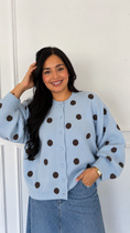 Load image into Gallery viewer, ISLA BLUE/BROWN CARDIGAN
