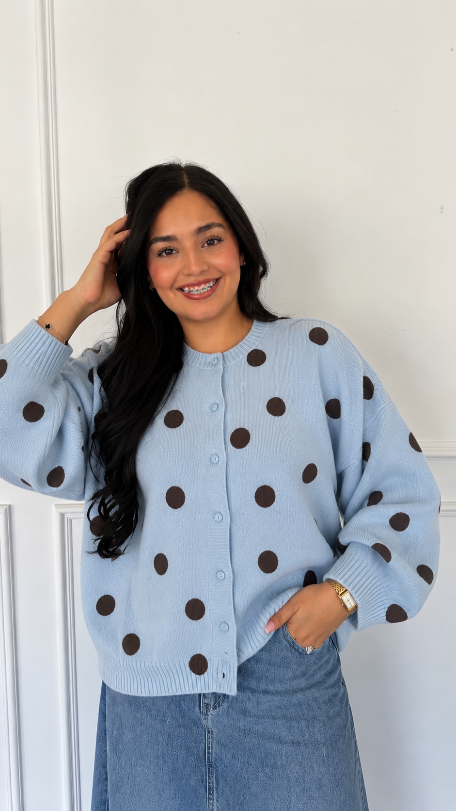 ISLA BLUE/BROWN CARDIGAN