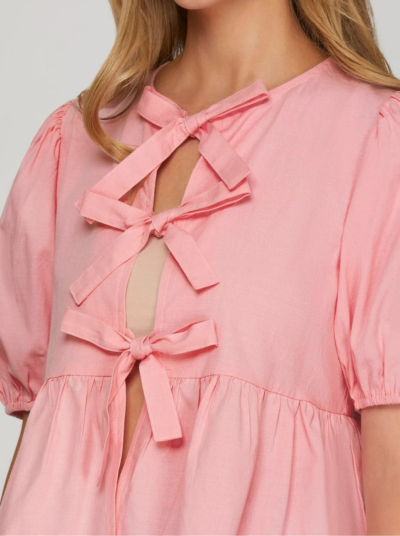 Blush bow babe top