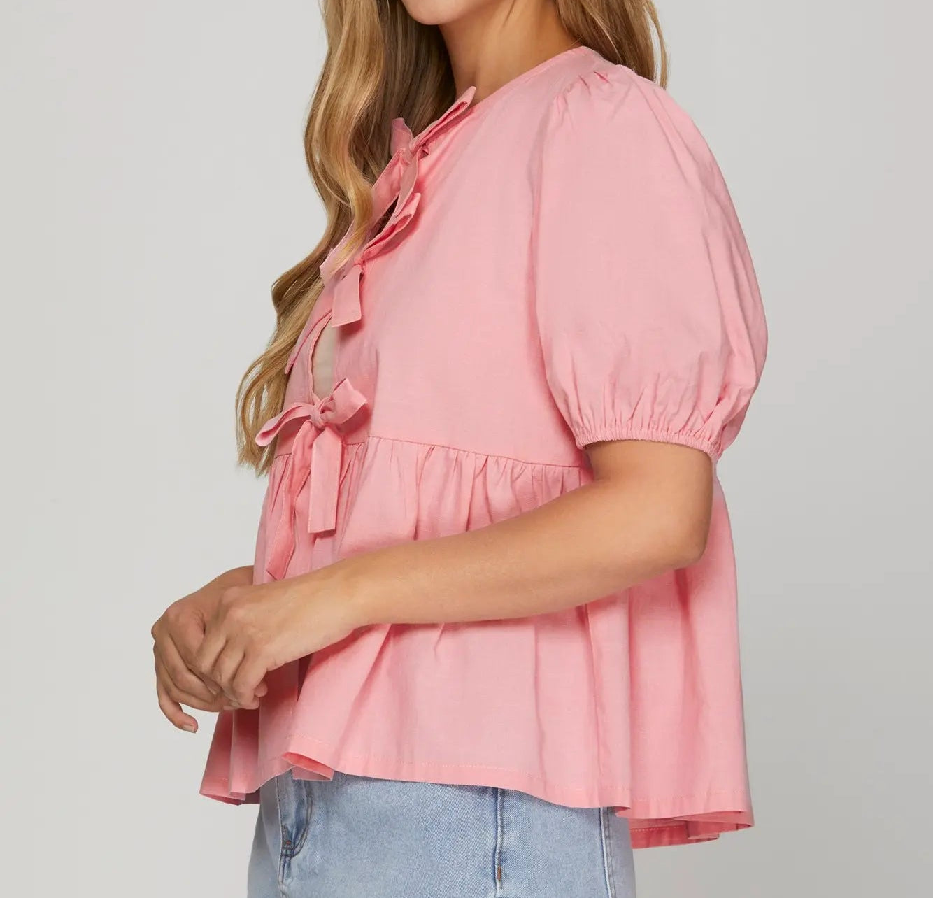 Blush bow babe top