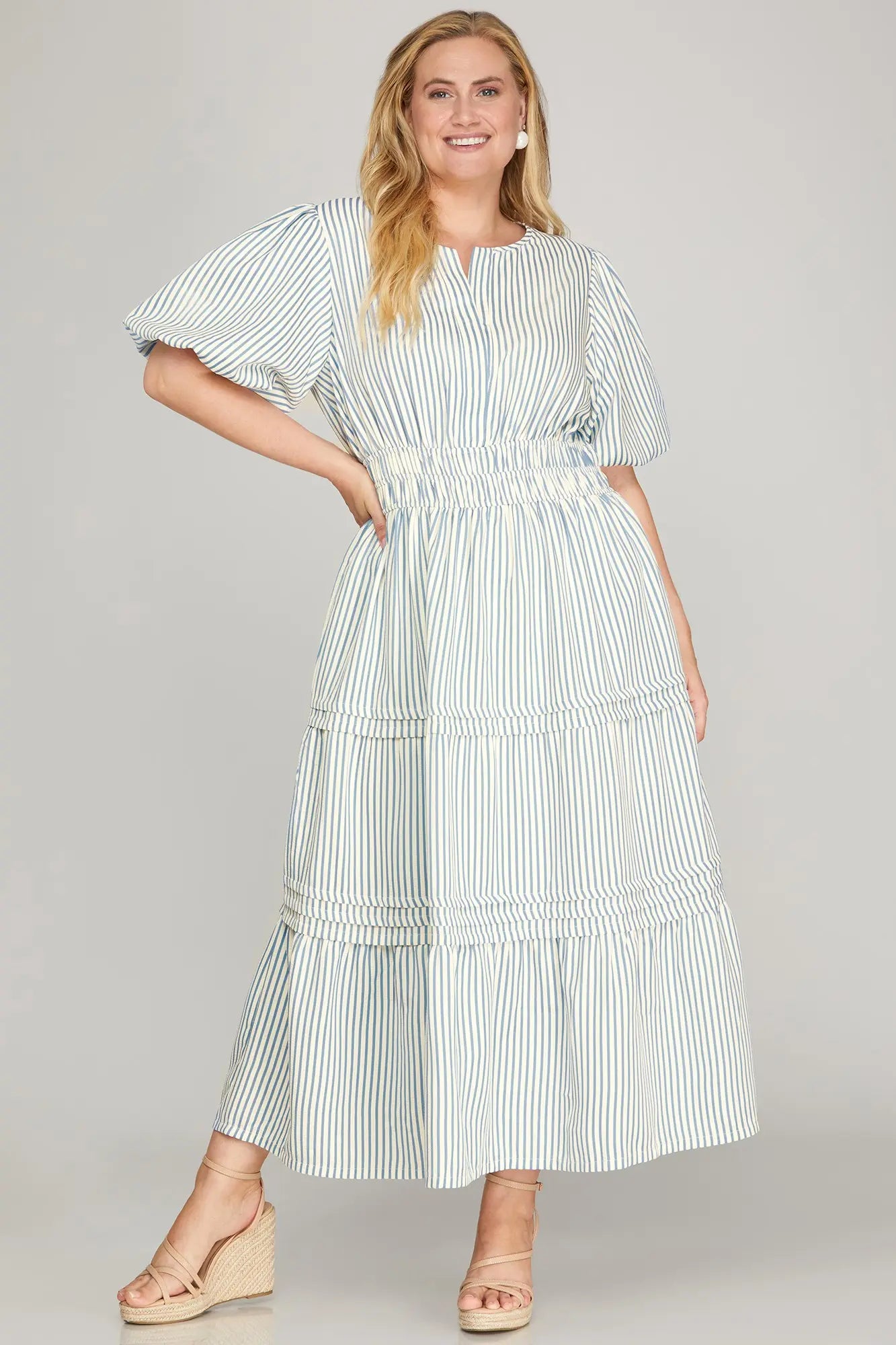 ARIA SOFT BLUE DRESS-PLUS
