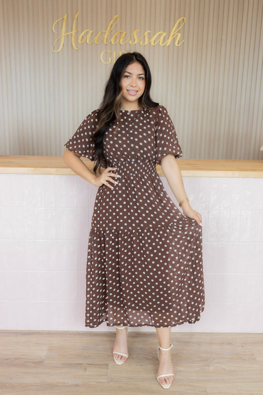 Ella espresso midi dress