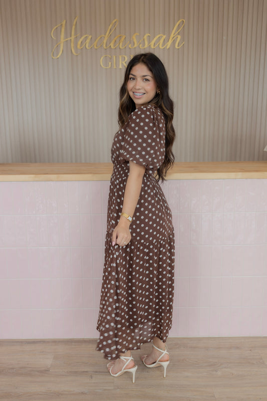 Ella espresso midi dress