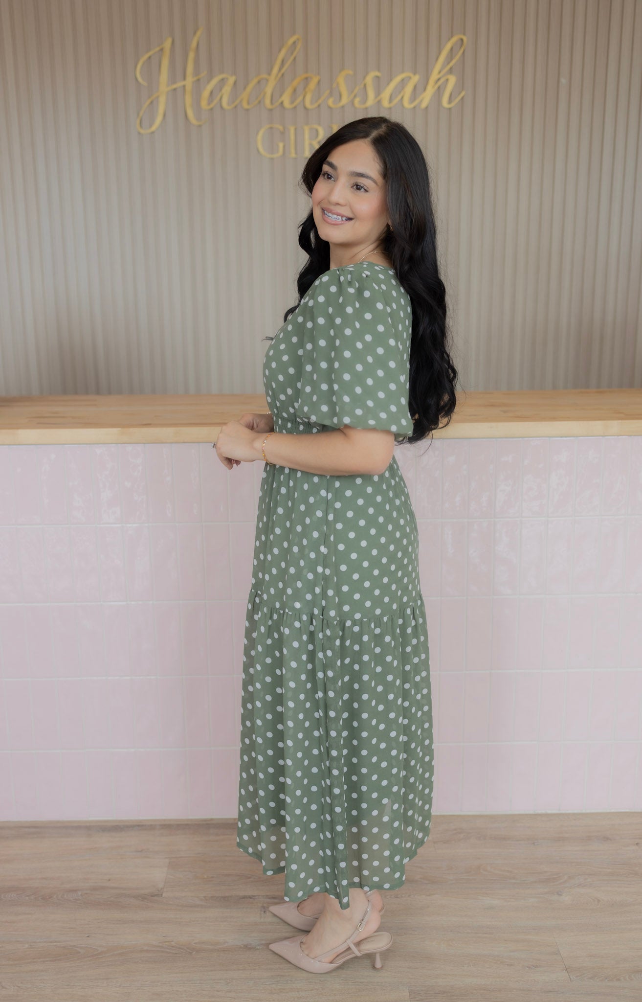 Ella olive midi dress