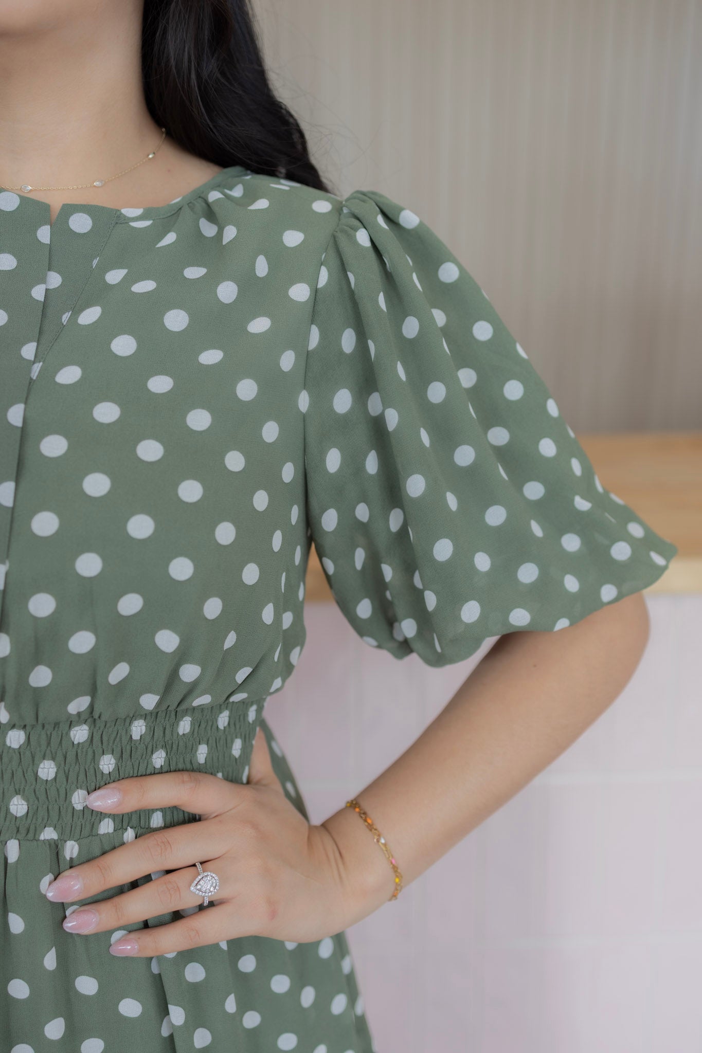 Ella olive midi dress