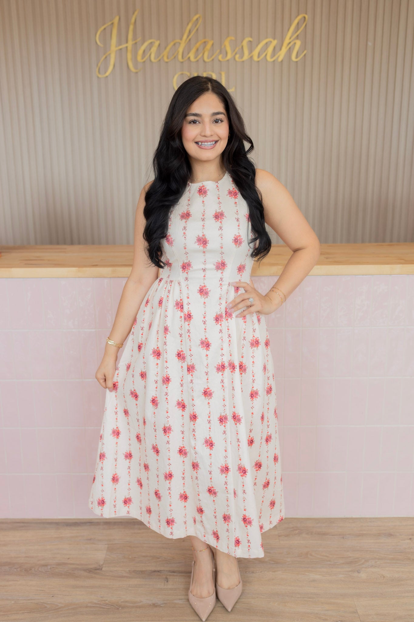 Liliana rose midi dress
