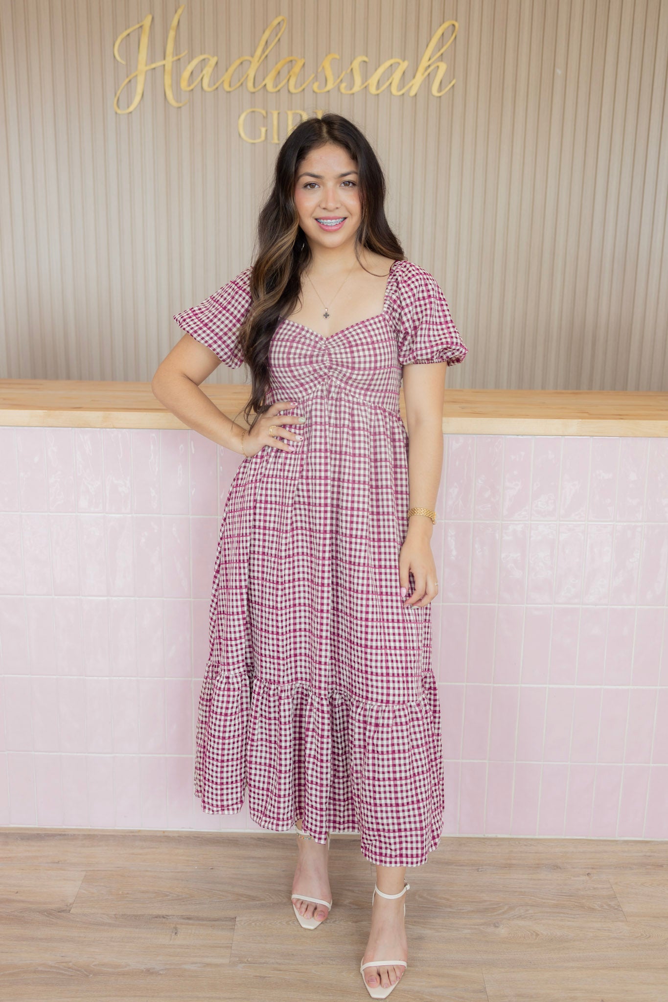 BRIANNA BURGANDY MIDI DRESS