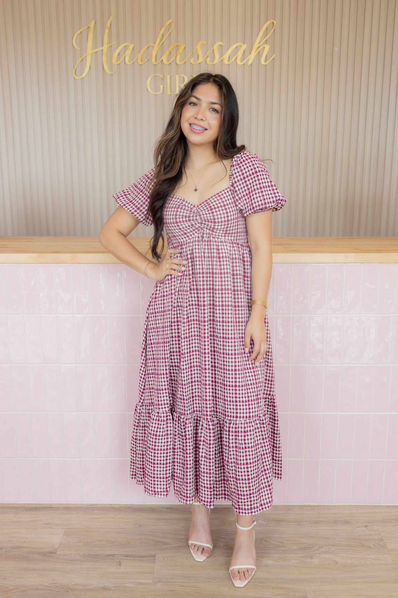 BRIANNA BURGANDY MIDI DRESS