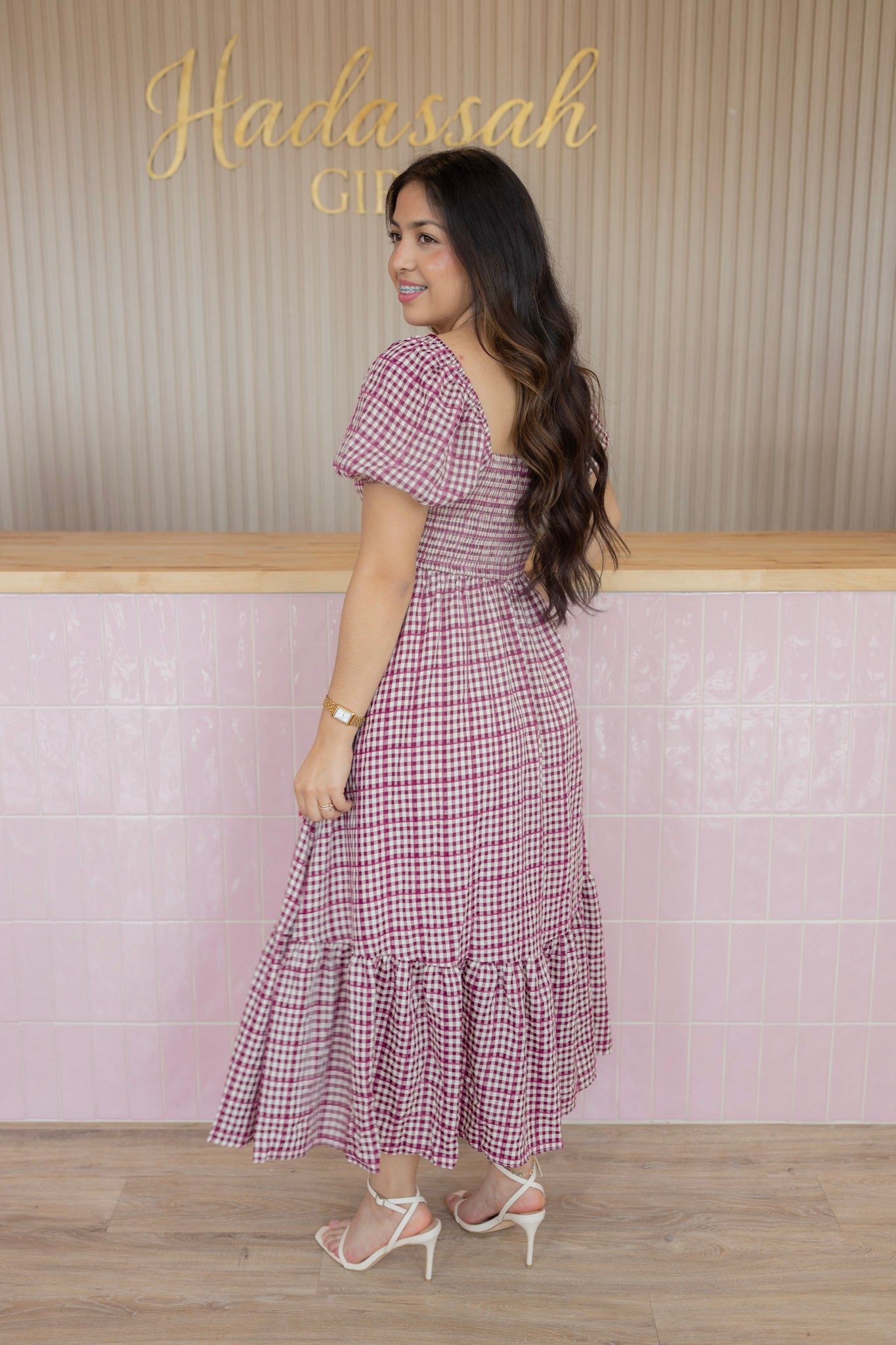 BRIANNA BURGANDY MIDI DRESS