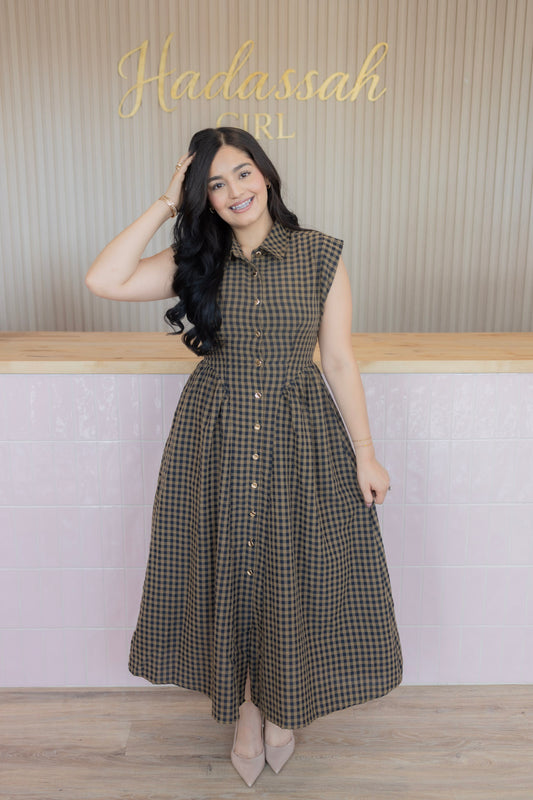 Brissa camel midi dress