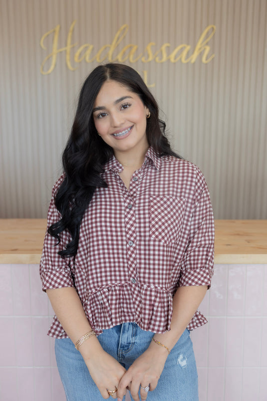 camellia red bean blouse