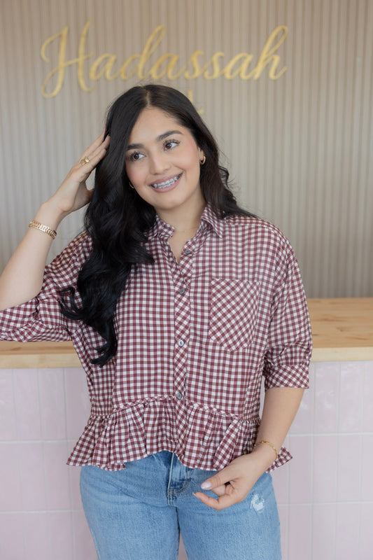 camellia red bean blouse