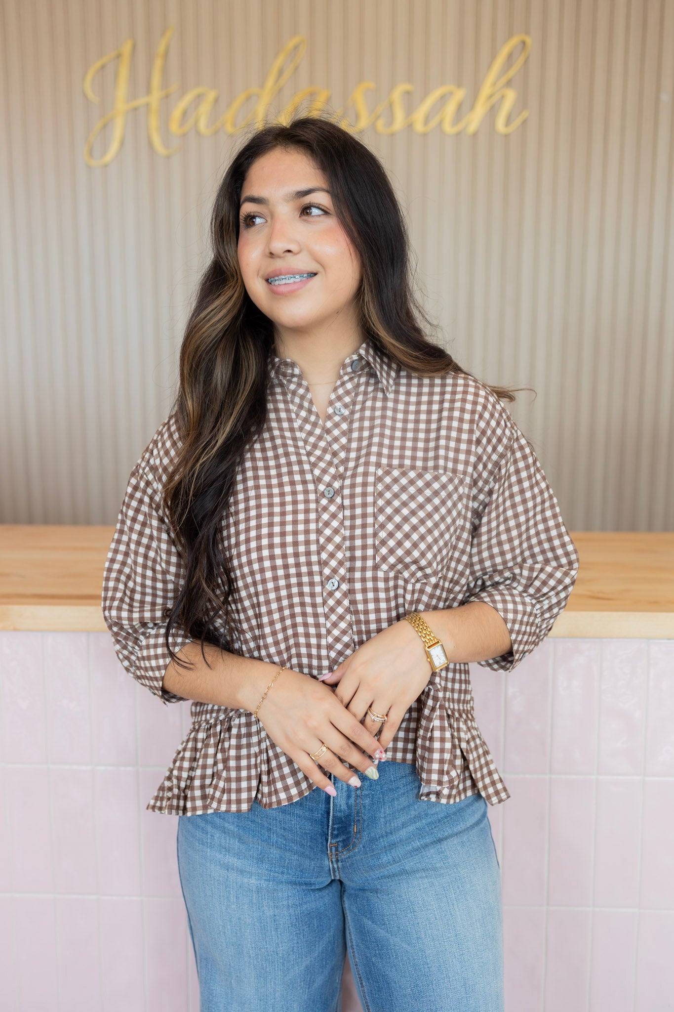 camellia brown blouse