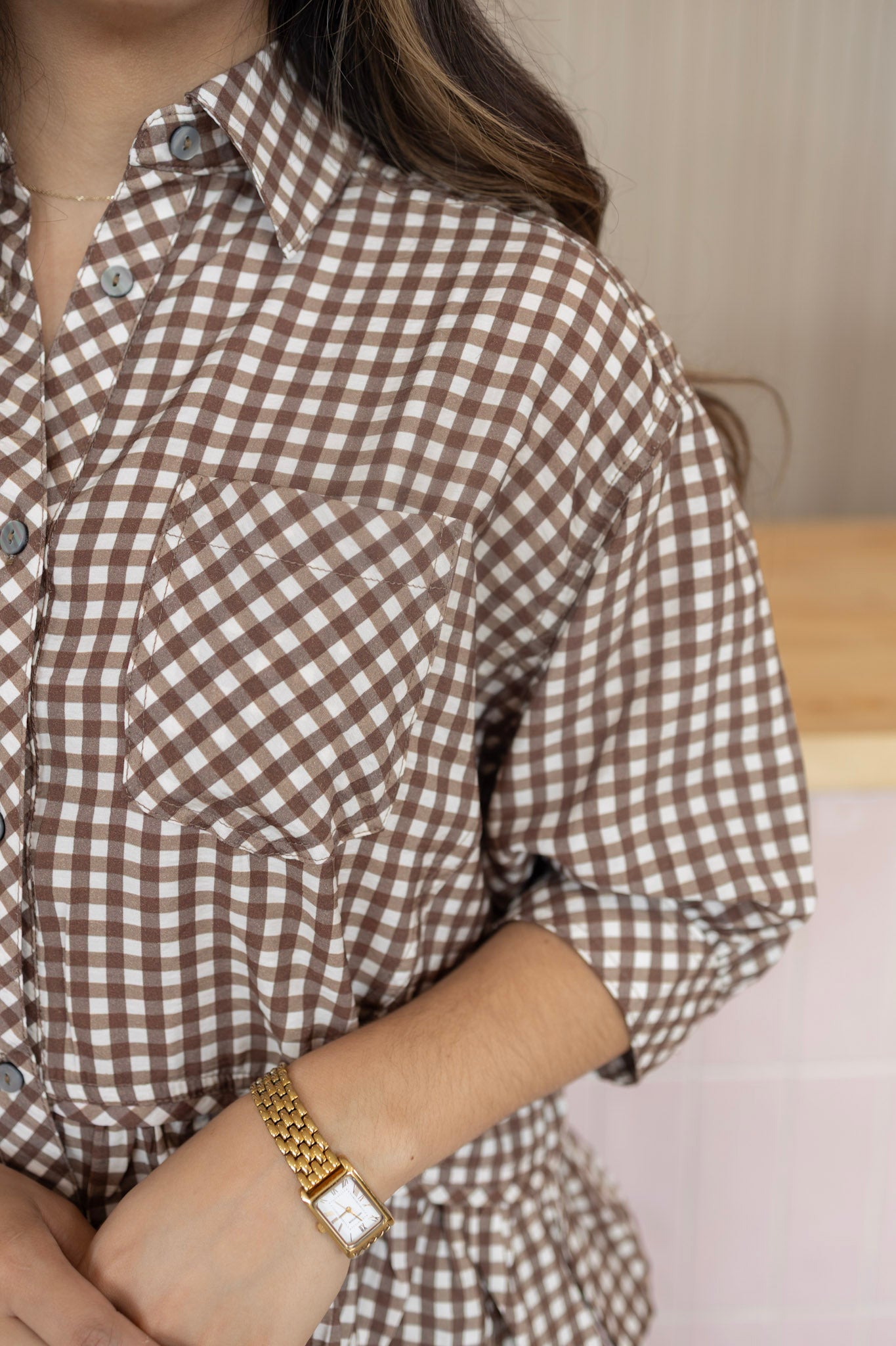 camellia brown blouse