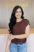 Load image into Gallery viewer, Penelope brown lace top
