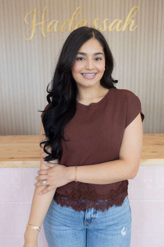 Penelope brown lace top