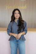 Load image into Gallery viewer, camellia navy blouse
