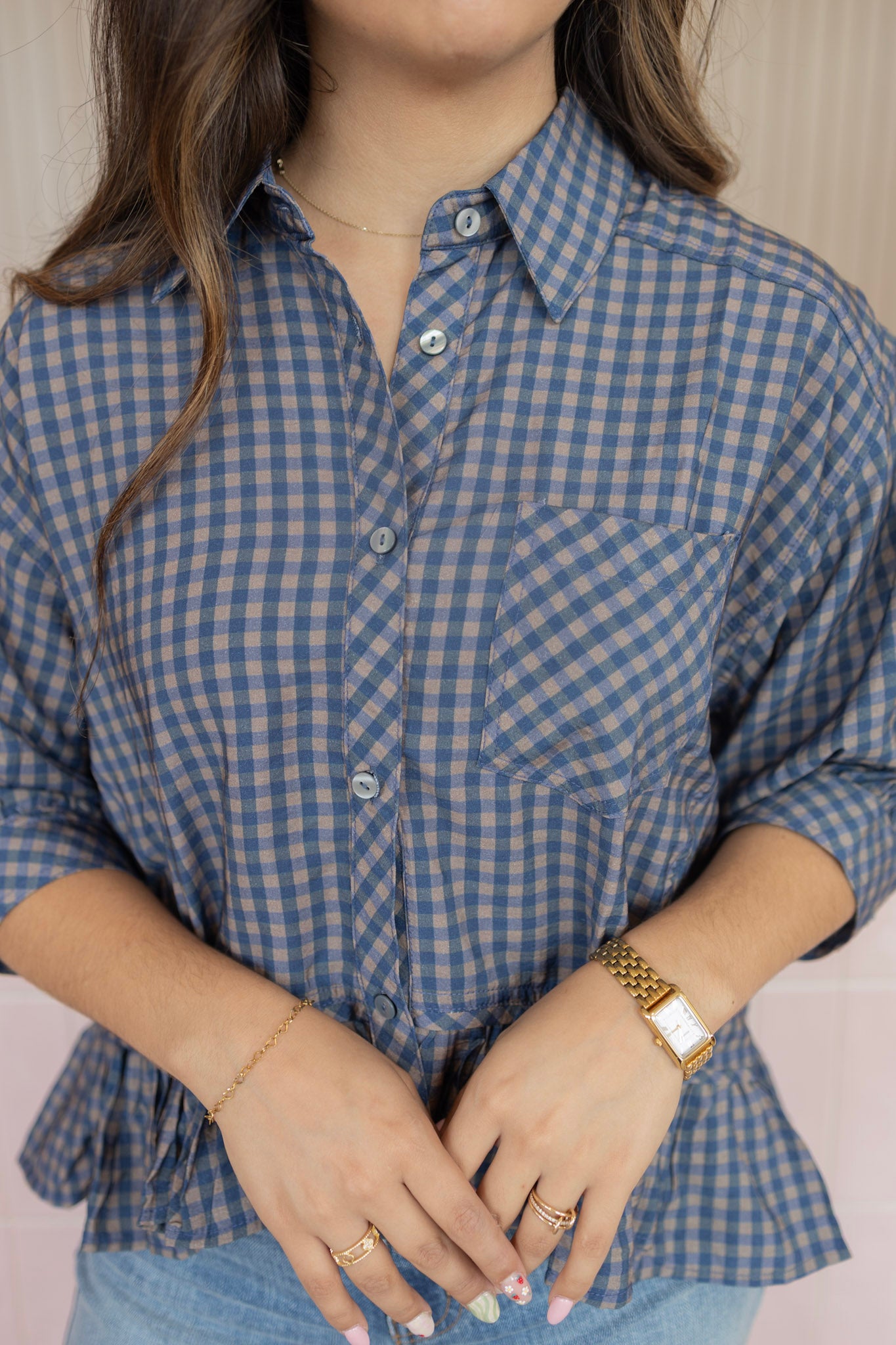 camellia navy blouse