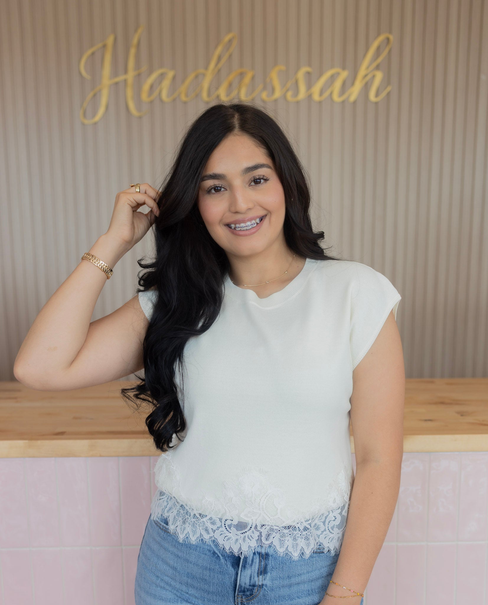 Penelope cream lace top