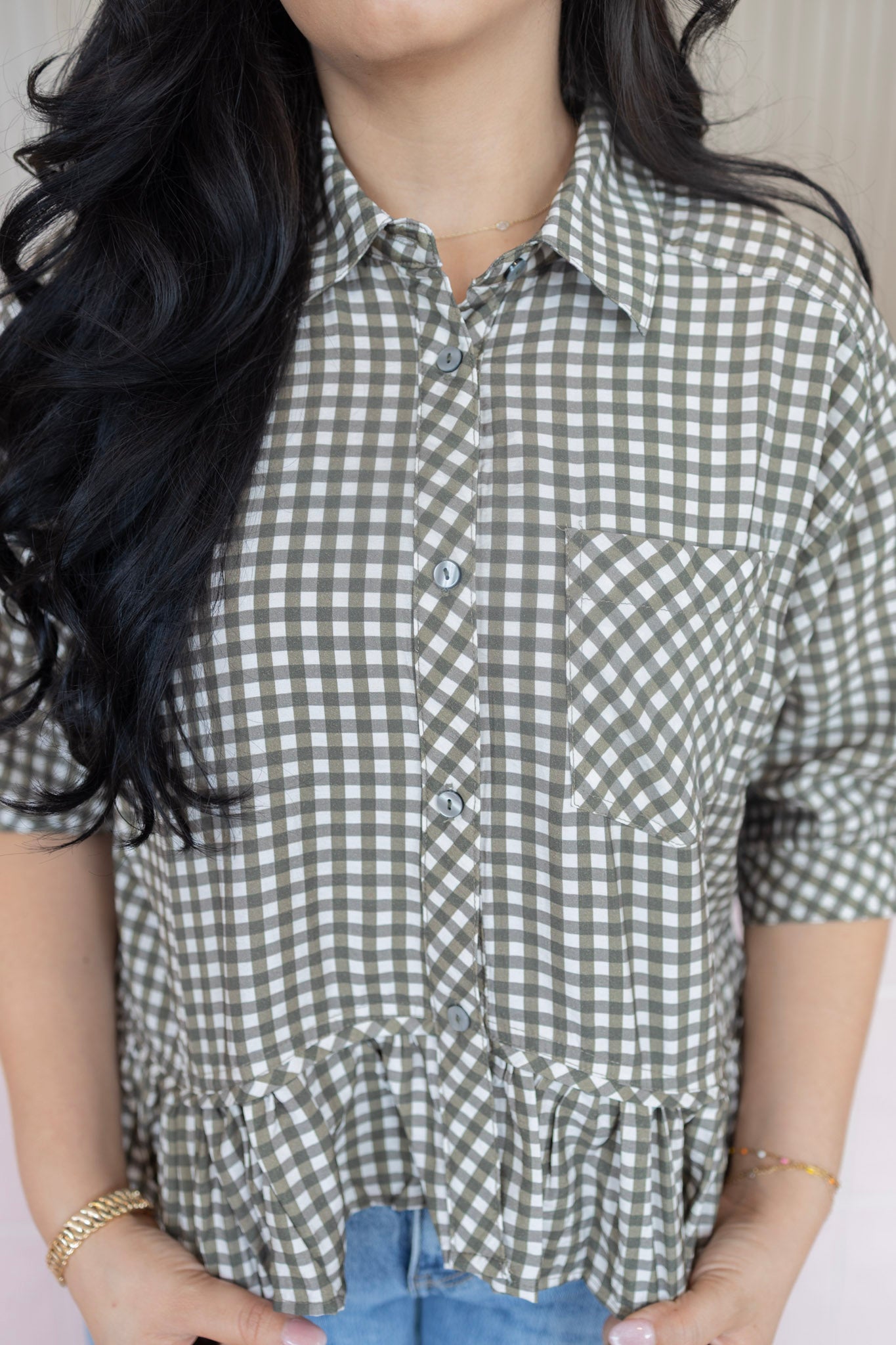 camellia olive blouse