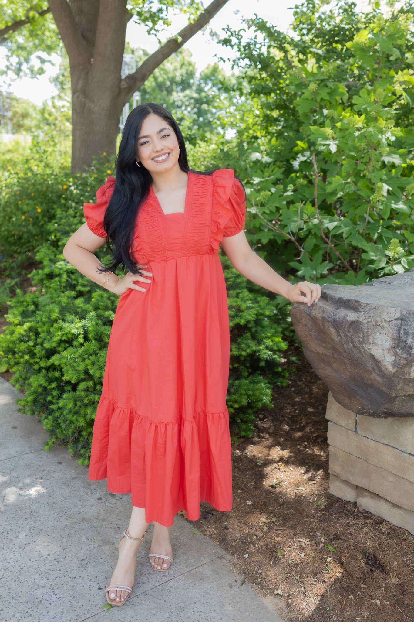 Amanda Tomato Midi Dress