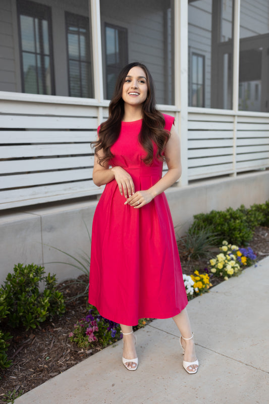 Antonella Fuchsia Midi Dress