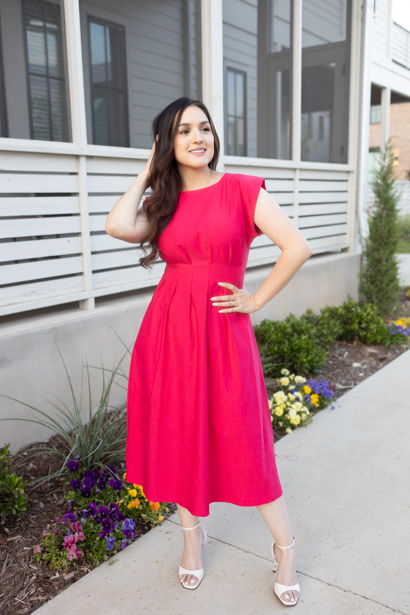 Antonella Fuchsia Midi Dress