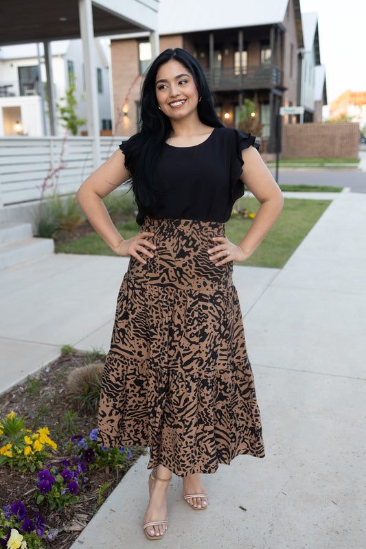 Coffee Brown Midi Skirt