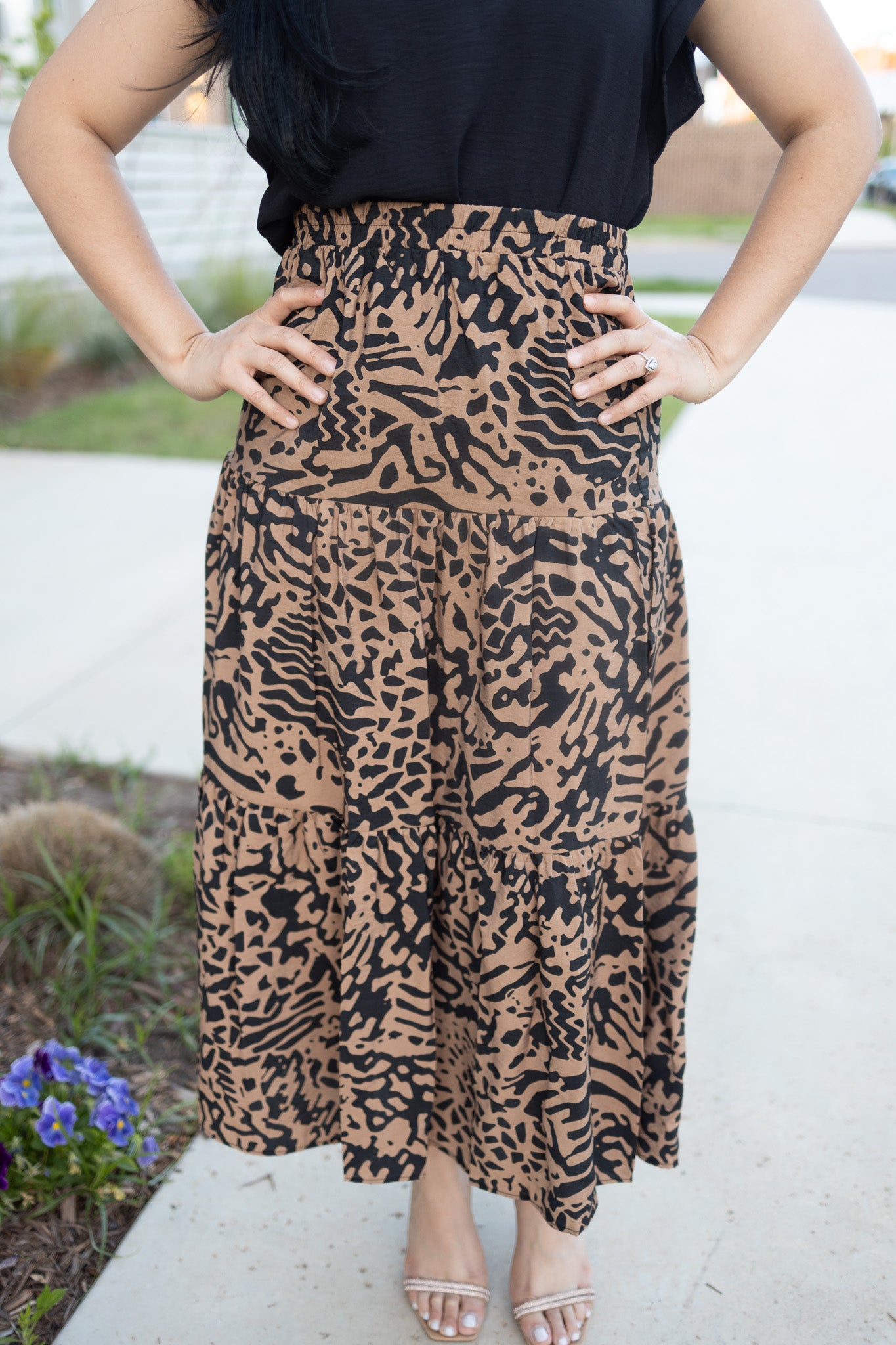 Coffee Brown Midi Skirt
