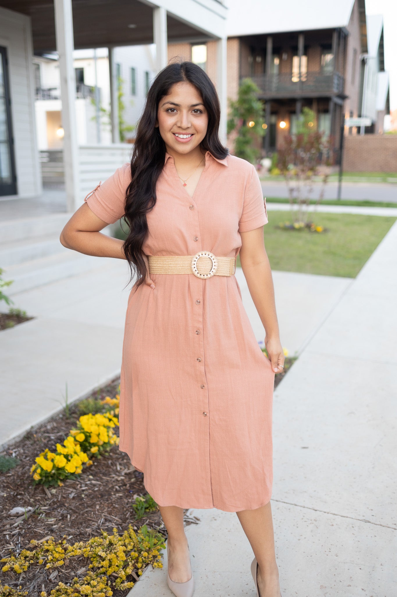 Sonia Peach Midi Dress