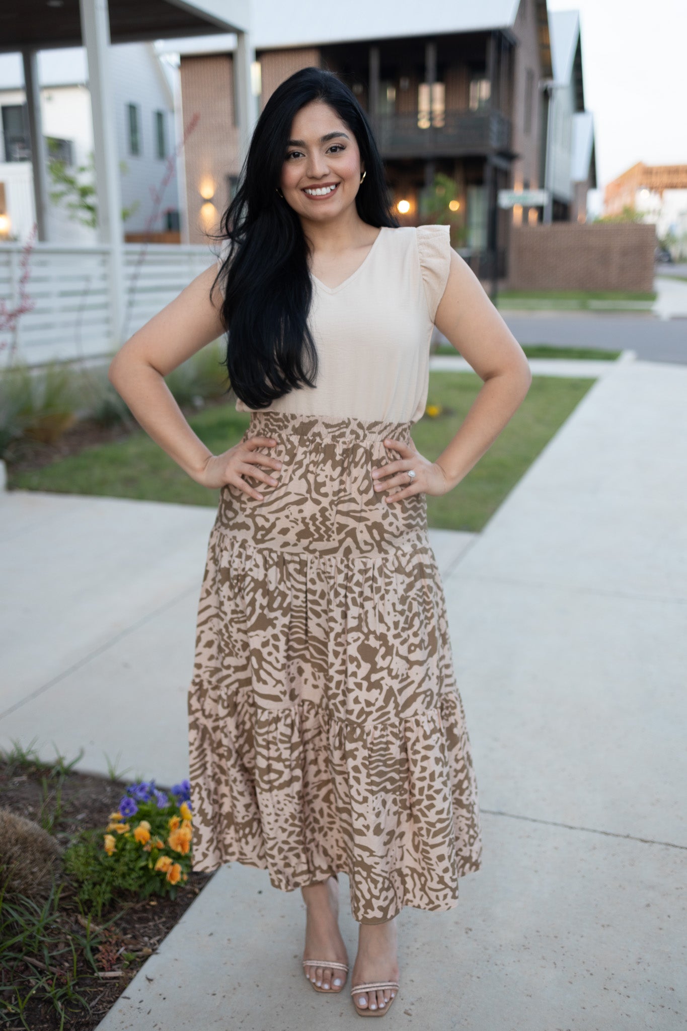 Coffee Tan Midi Skirt