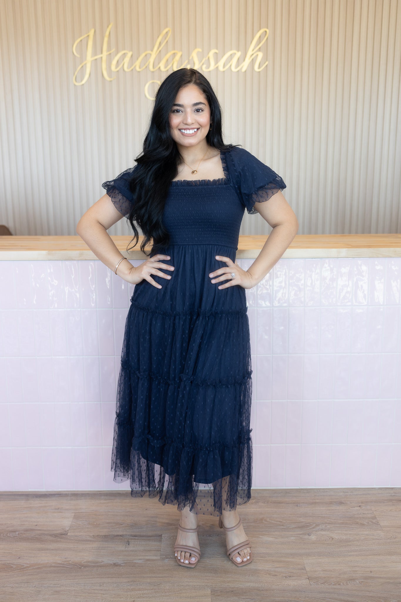 Carline Navy Midi Dress