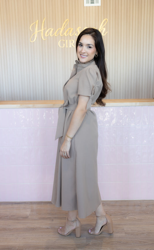Alanna Taupe Midi Dress