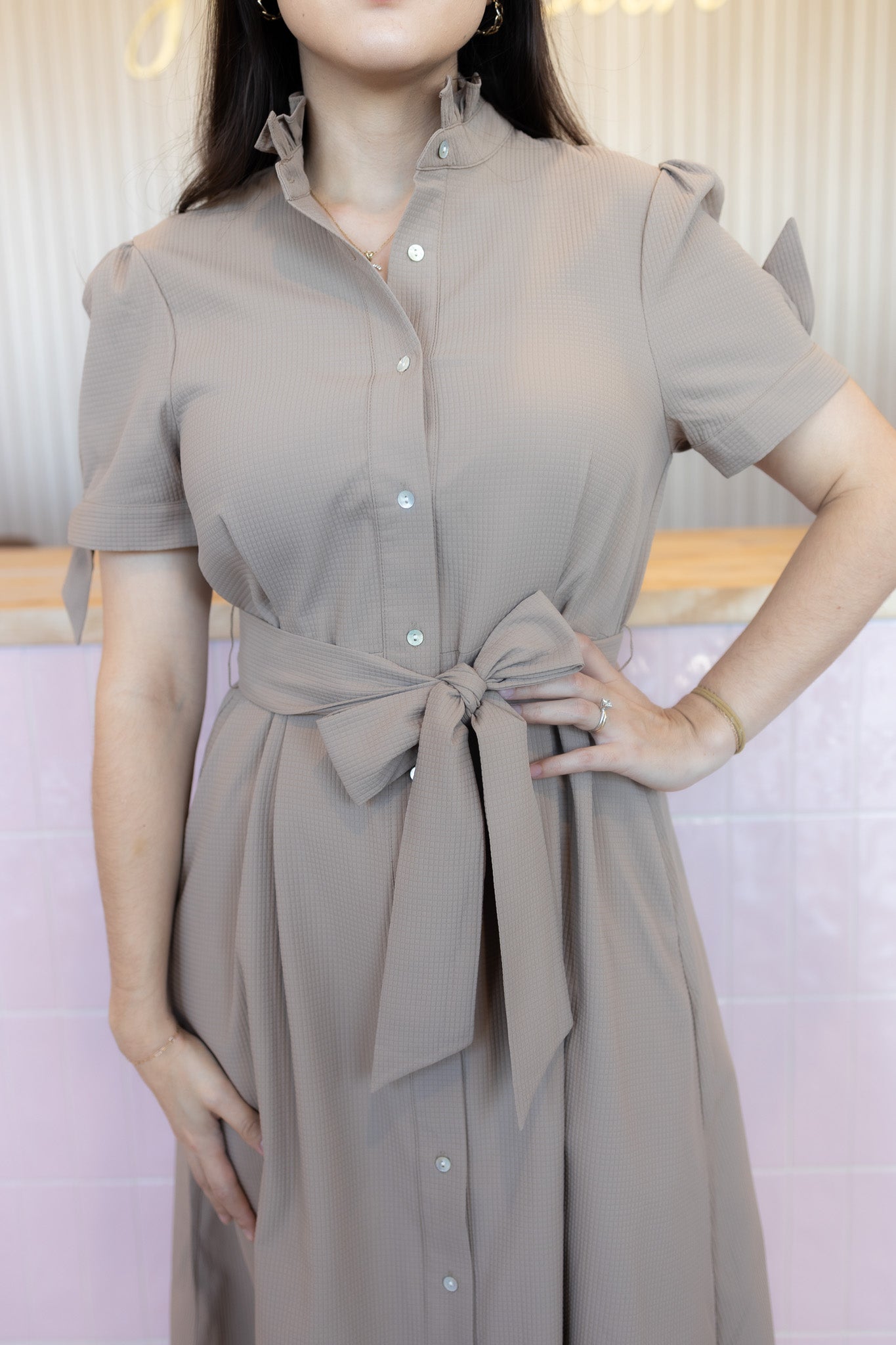 Alanna Taupe Midi Dress