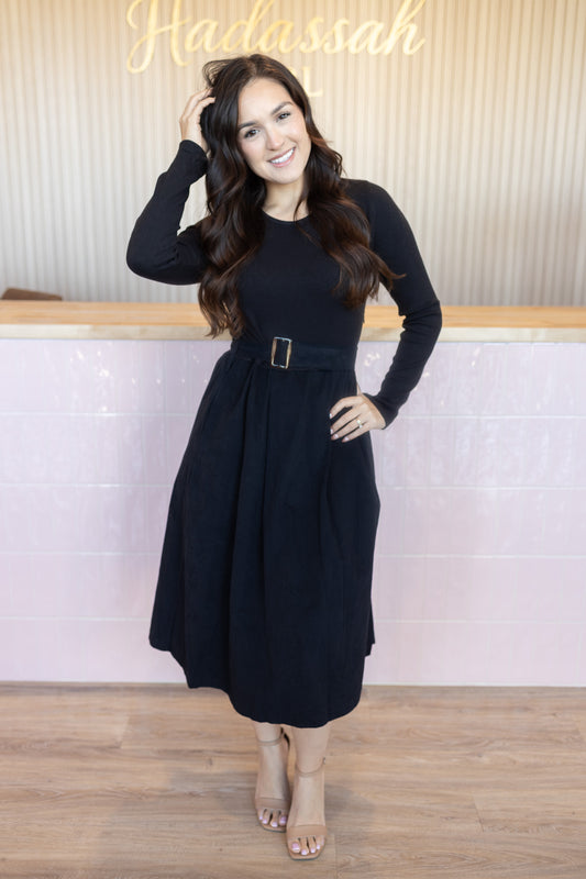 Magaly Black Midi Dress