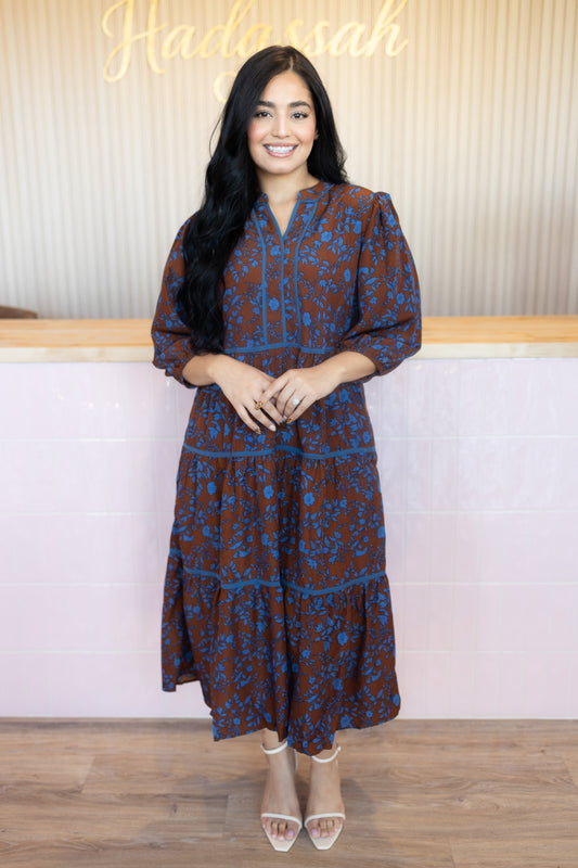 Averly Brown Midi Dress