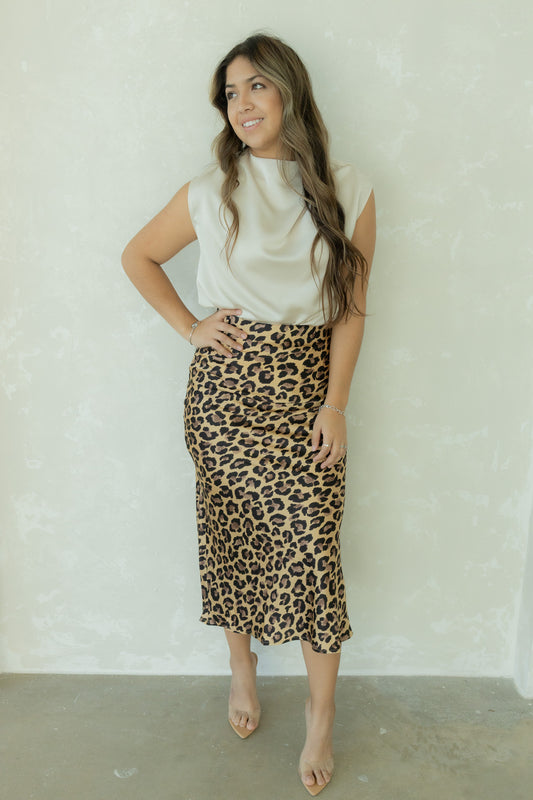 Izzy Taupe Cheetah Skirt