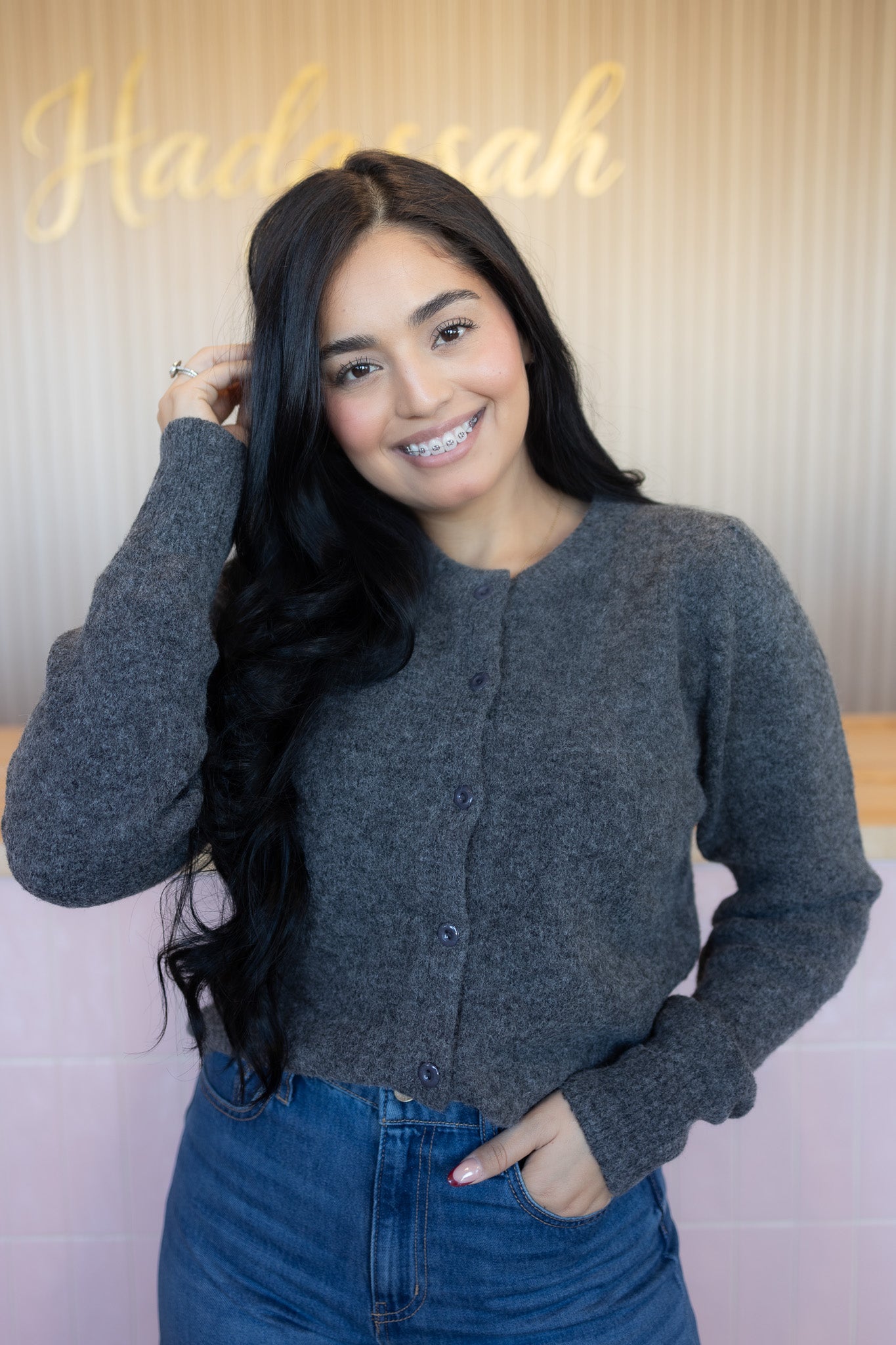 Thaily Charcoal Cardigan