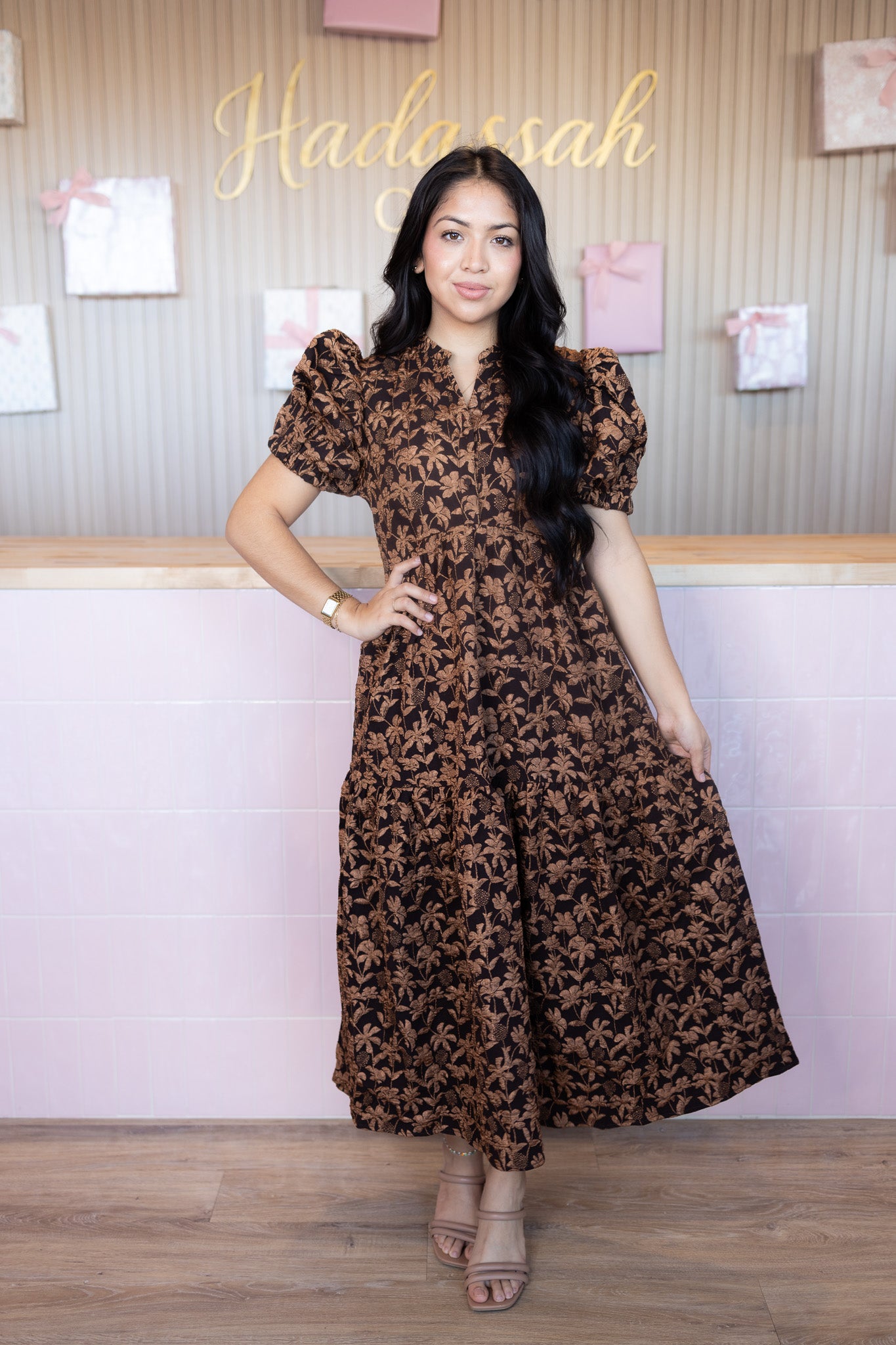 Asmery Brown Midi Dress