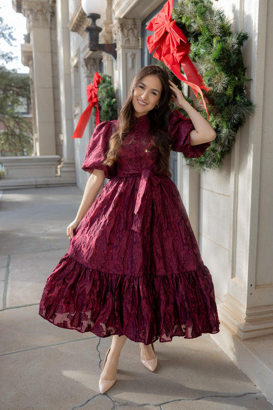 Ximena Wine Midi Dress