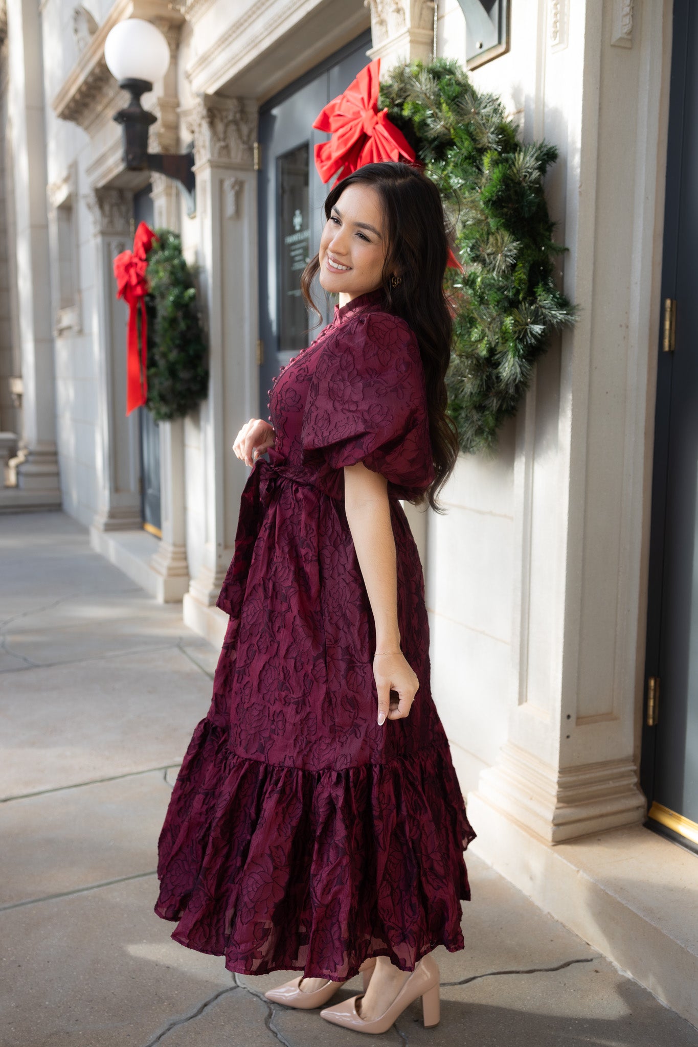 PRE-ORDER Ximena Wine Midi Dress